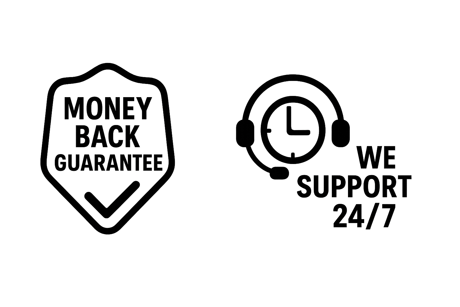 money back guarantee we support 24/7 png image black